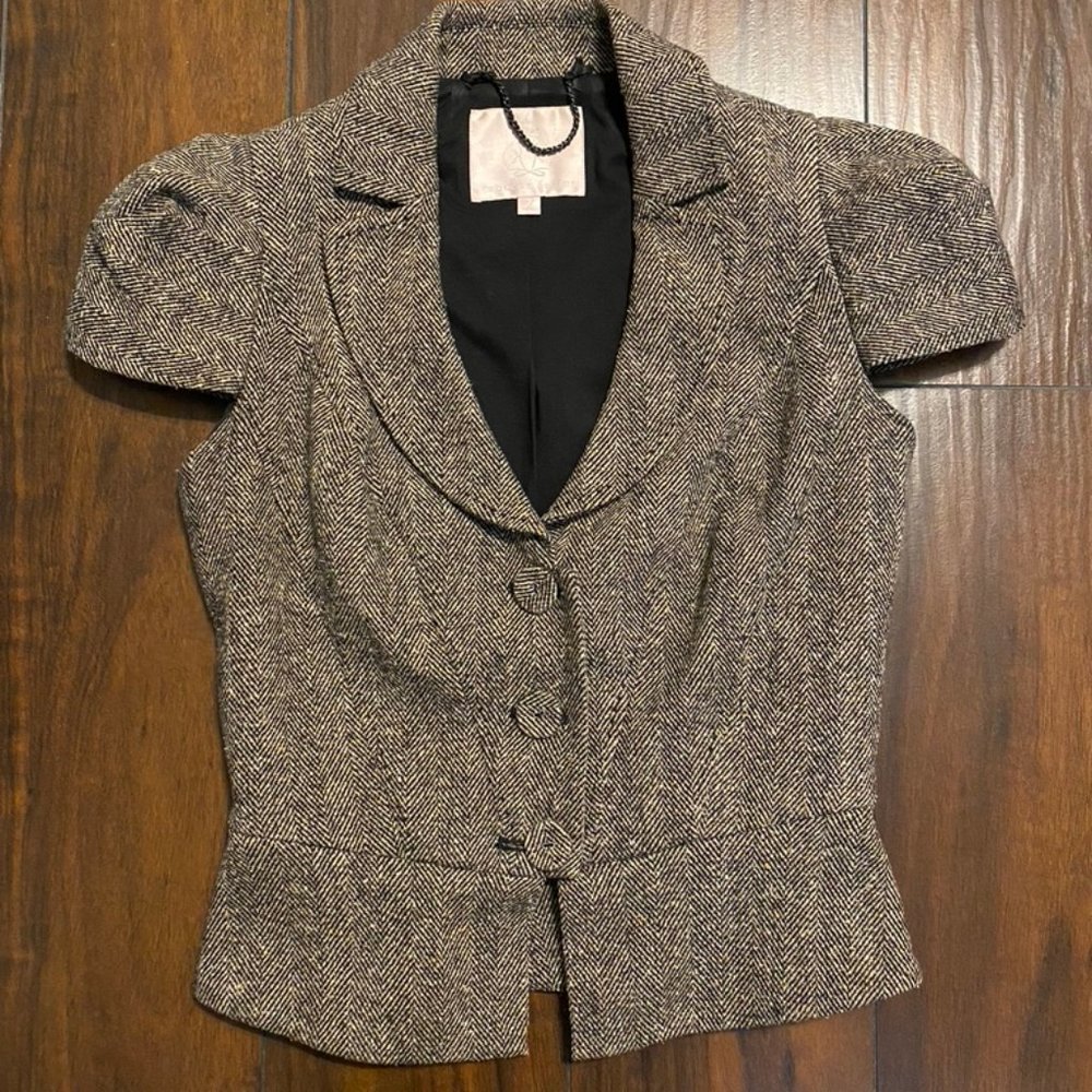 Rebecca Talor Textured Tweed Peplum Vest Sz.2